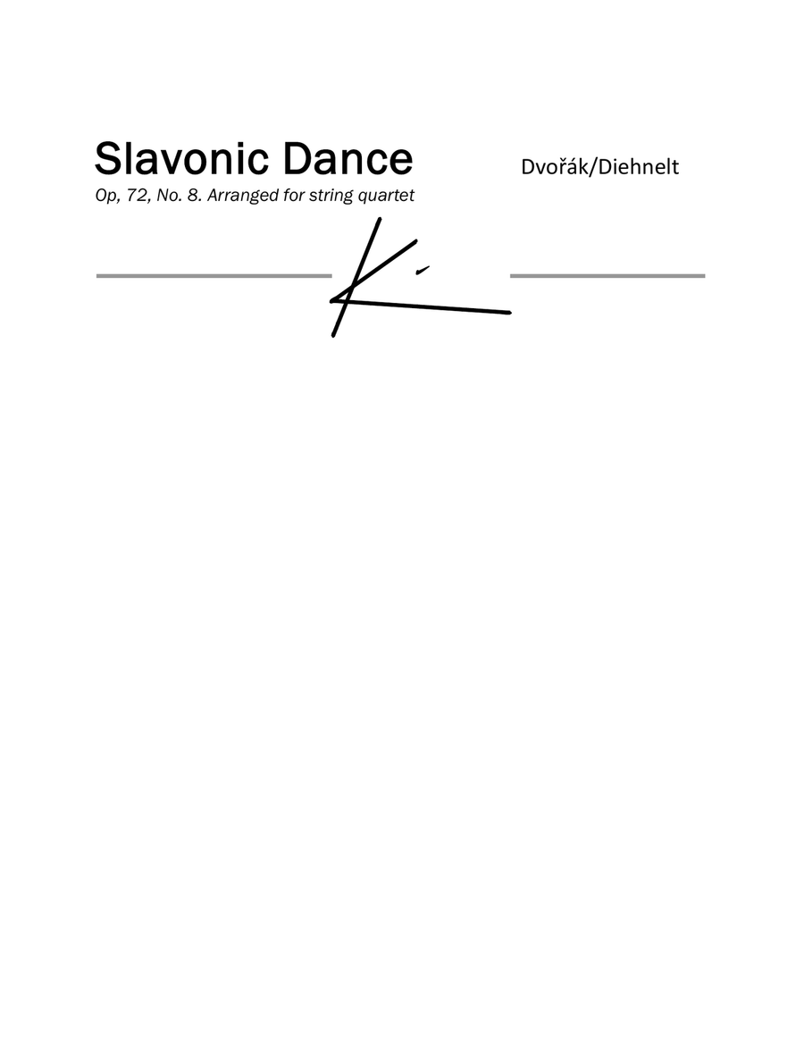 Dvorak: Slavonic Dance Op. 72, No. 8 - for String Quartet String Quartet scores gallery preview page 1