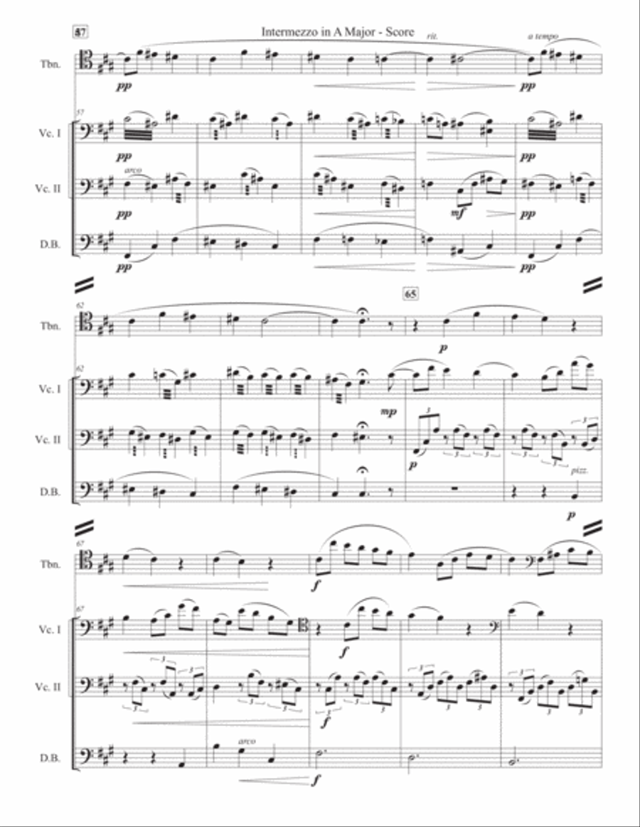 Intermezzo in A Major (Accompanied Trombone Solo) Small Ensemble scores gallery preview page 6