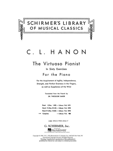 Hanon – Virtuoso Pianist in 60 Exercises – Complete by Charles-Louis Hanon Piano Method - Sheet Music