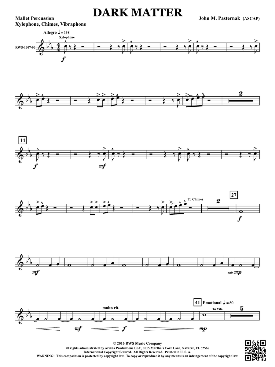 Dark Matter: 1st Mallet Percussion Percussion scores gallery preview page 1