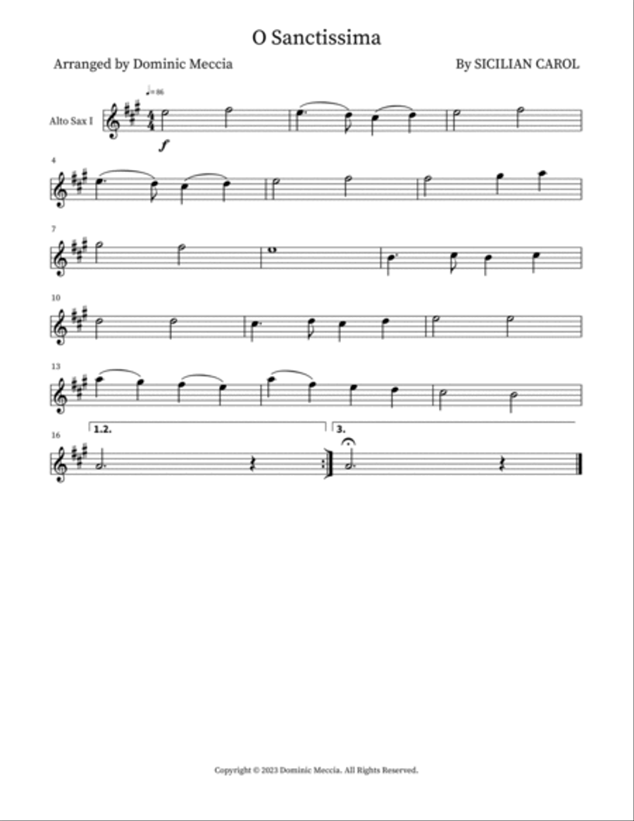 O Sanctissima Tenor Saxophone scores gallery preview page 3