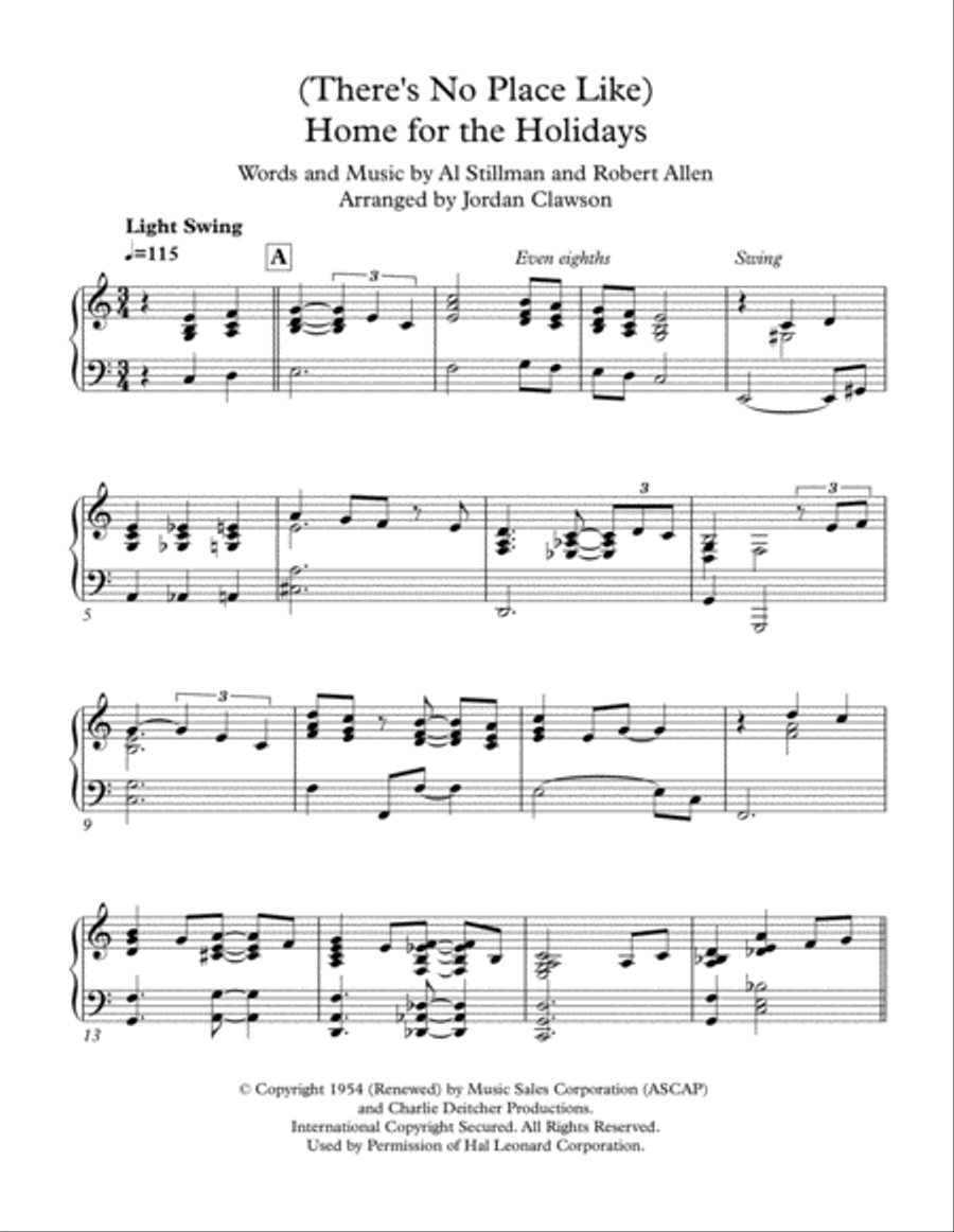 (There's No Place Like) Home For The Holidays Piano Solo scores gallery preview page 1