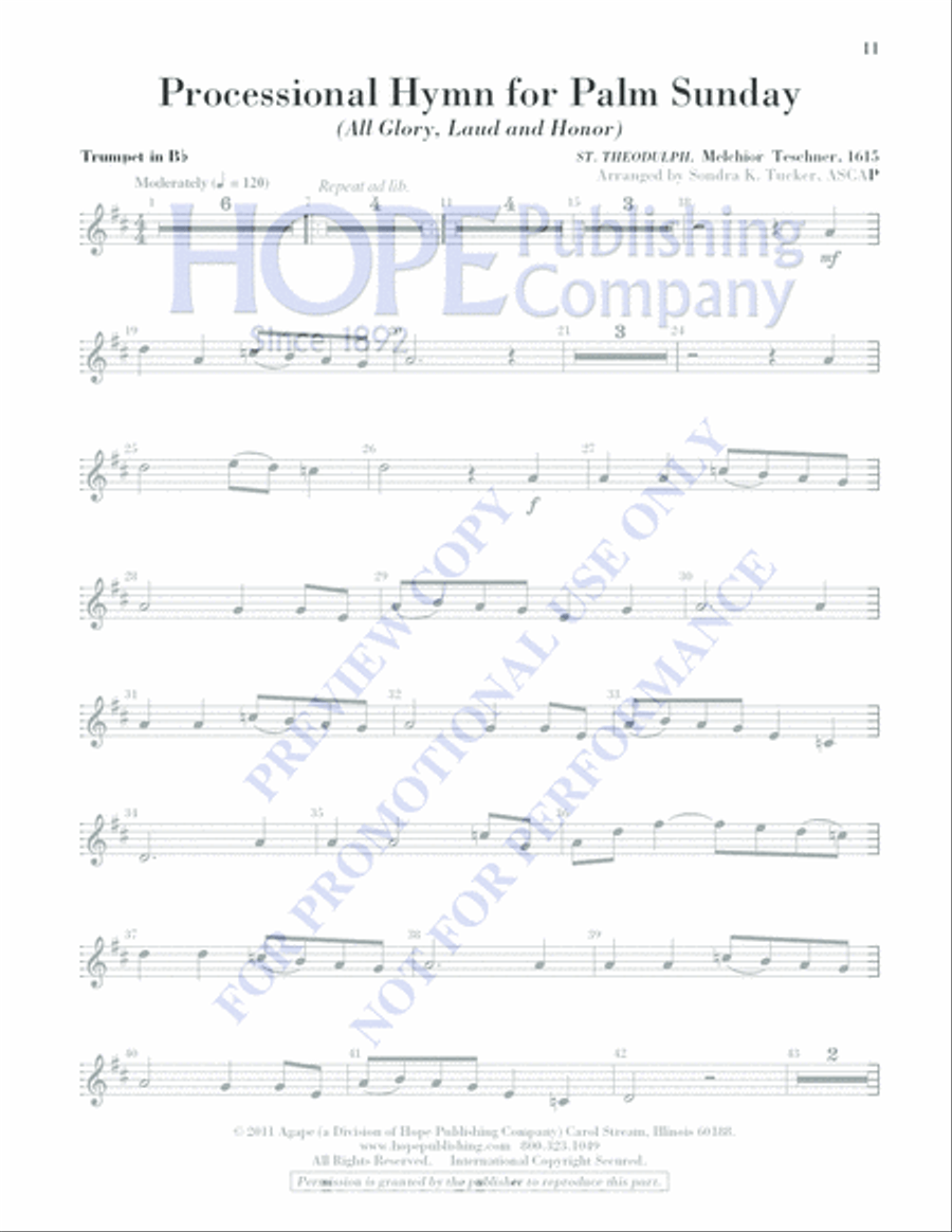 Processional Hymn for Palm Sunday 5-Octaves scores gallery preview page 11