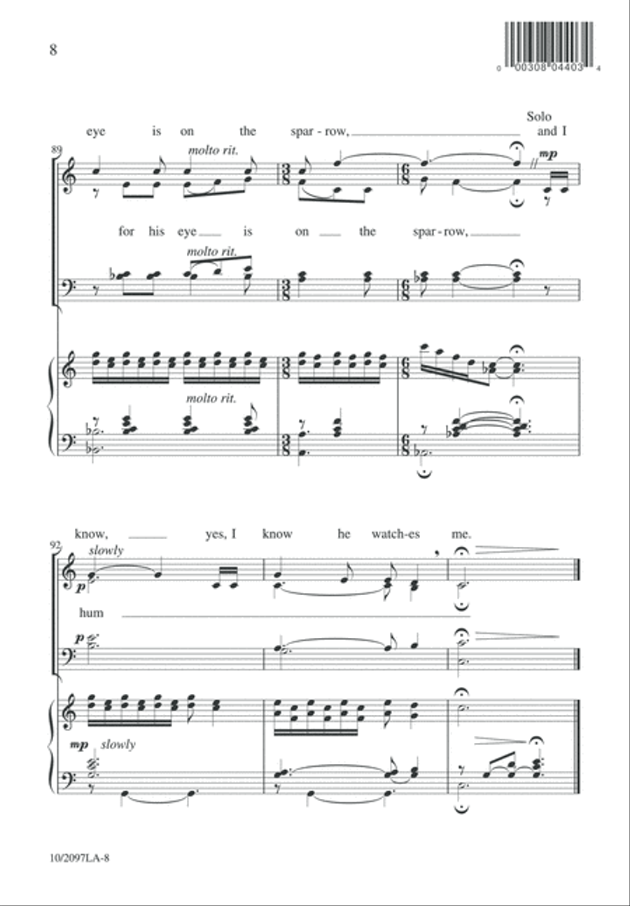 His Eye Is On The Sparrow 4-Part scores gallery preview page 9
