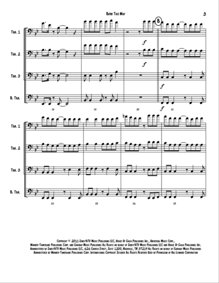 Born This Way Brass Ensemble scores gallery preview page 4