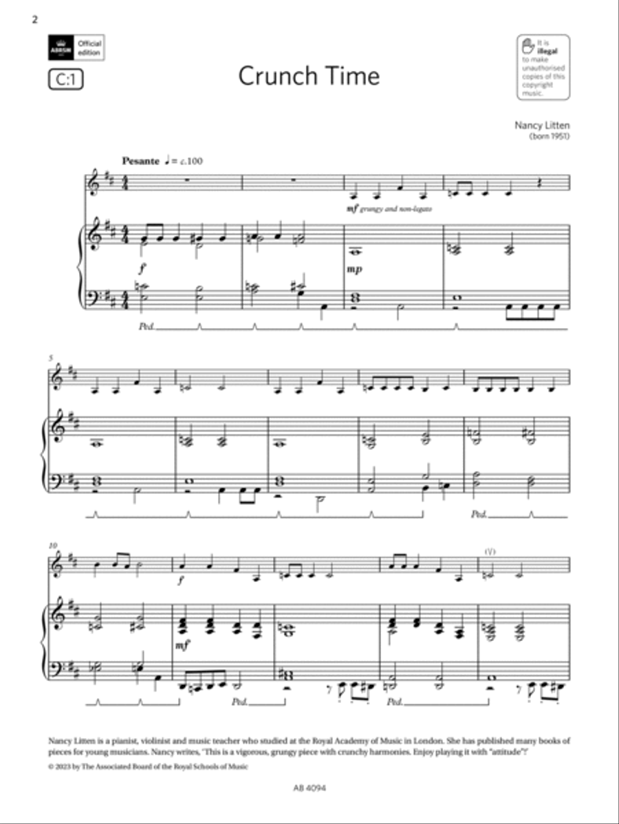 Crunch Time (Grade Initial, C1, from the ABRSM Violin Syllabus from 2024) Violin Solo scores gallery preview page 2
