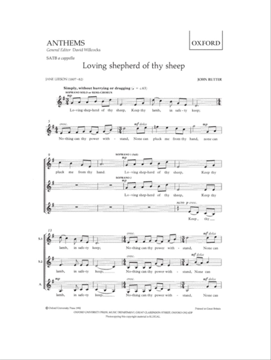 Loving shepherd of thy sheep 4-Part scores gallery preview page 1