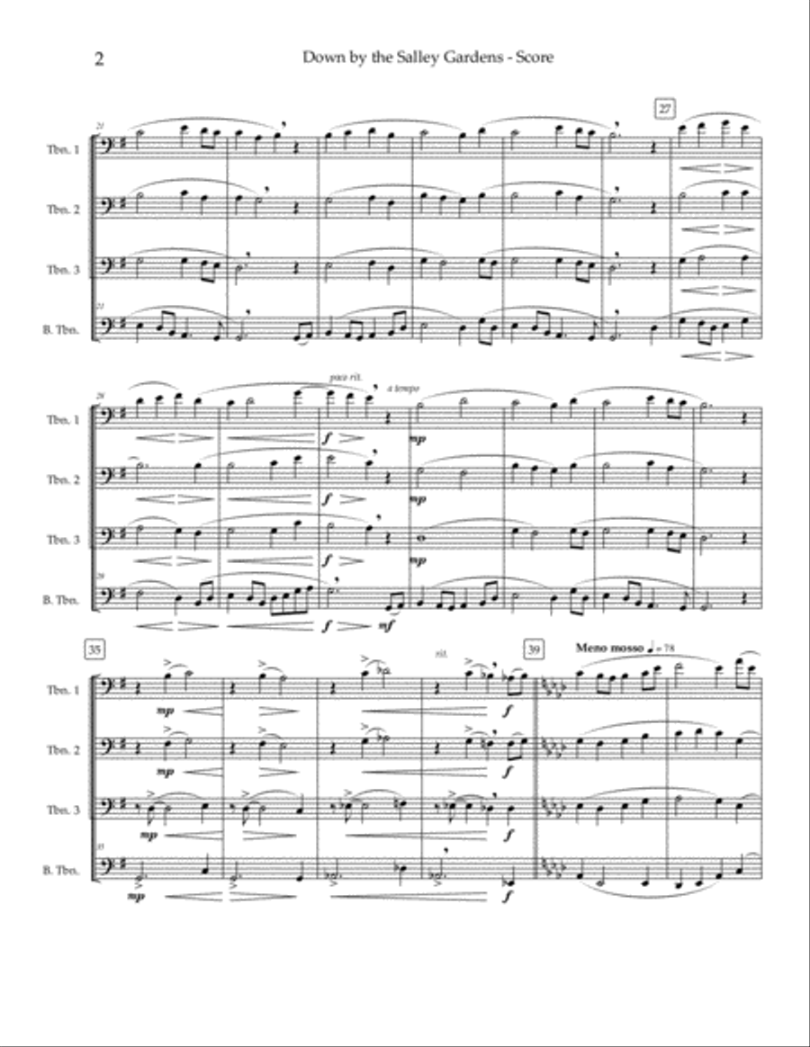 Down by the Salley Gardens - trombone quartet Brass Quartet scores gallery preview page 3