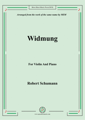 Book cover for Schumann-Widmung,Op.25 No.1,from Myrten,for Violin and Piano