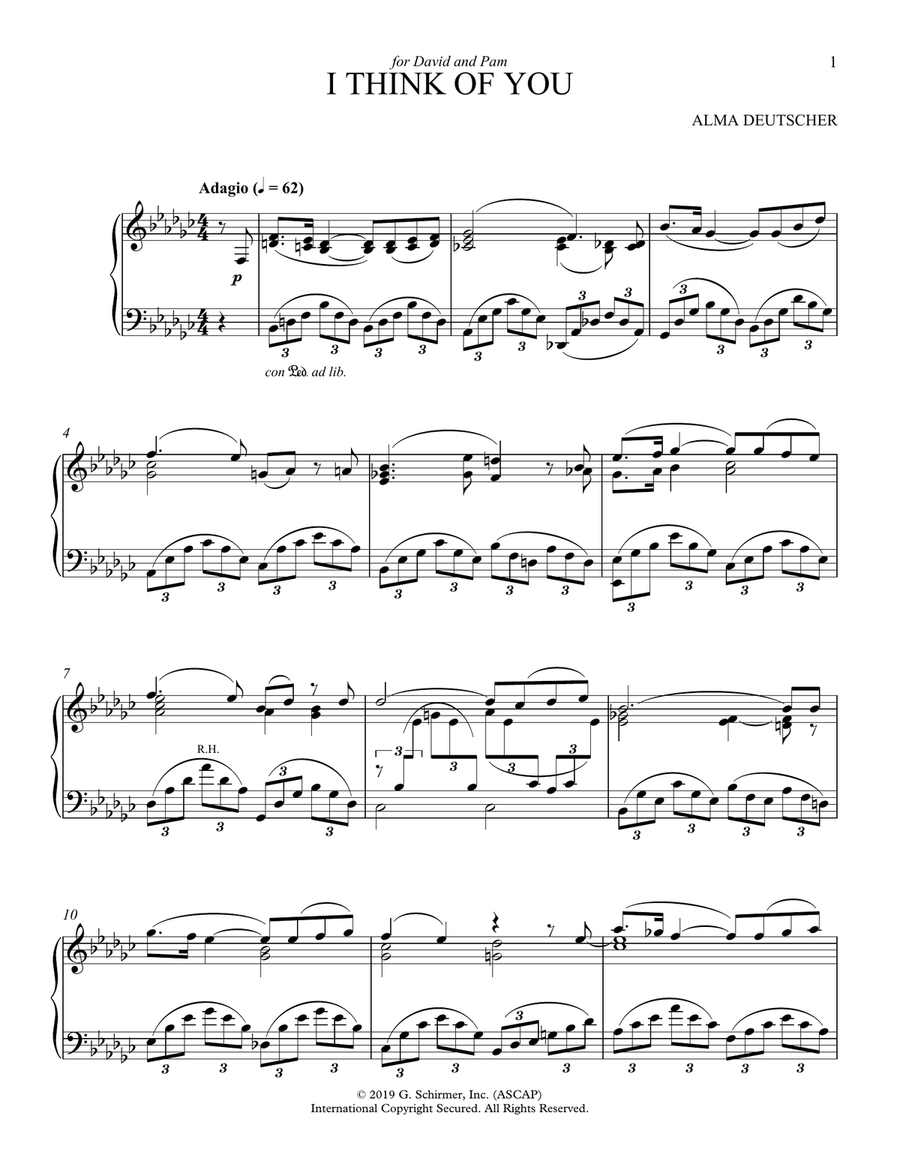 I Think Of You Piano Solo scores gallery preview page 1