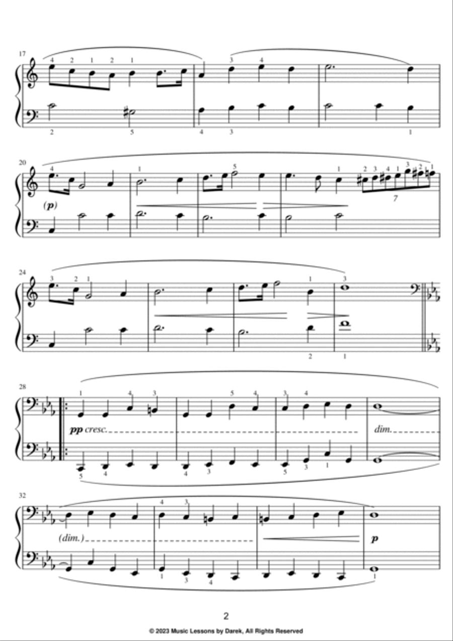 Prelude in Db Major (EASY PIANO) Op. 28, No. 15 (Raindrop) [Frédéric Chopin] Easy Piano scores gallery preview page 2