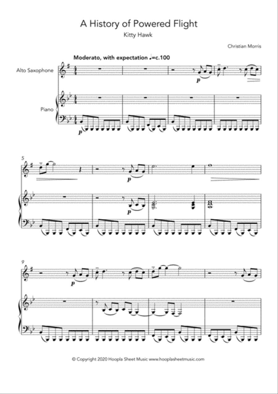 A History of Powered Flight: Kitty Hawk Alto Saxophone scores gallery preview page 1