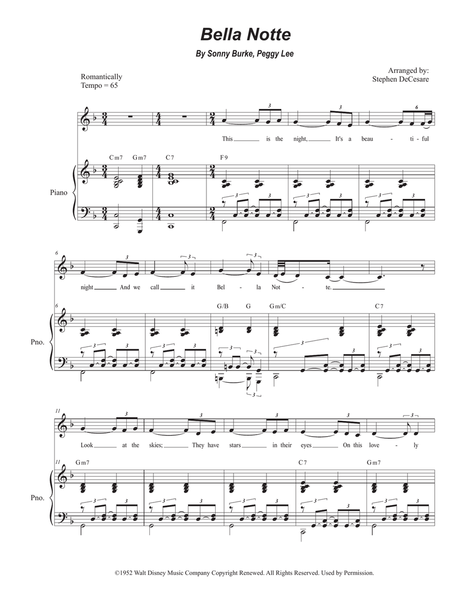 Bella Notte Unison Choir scores gallery preview page 1