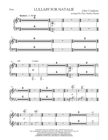 Lullaby for Natalie (arr. Peter Stanley Martin) - Harp