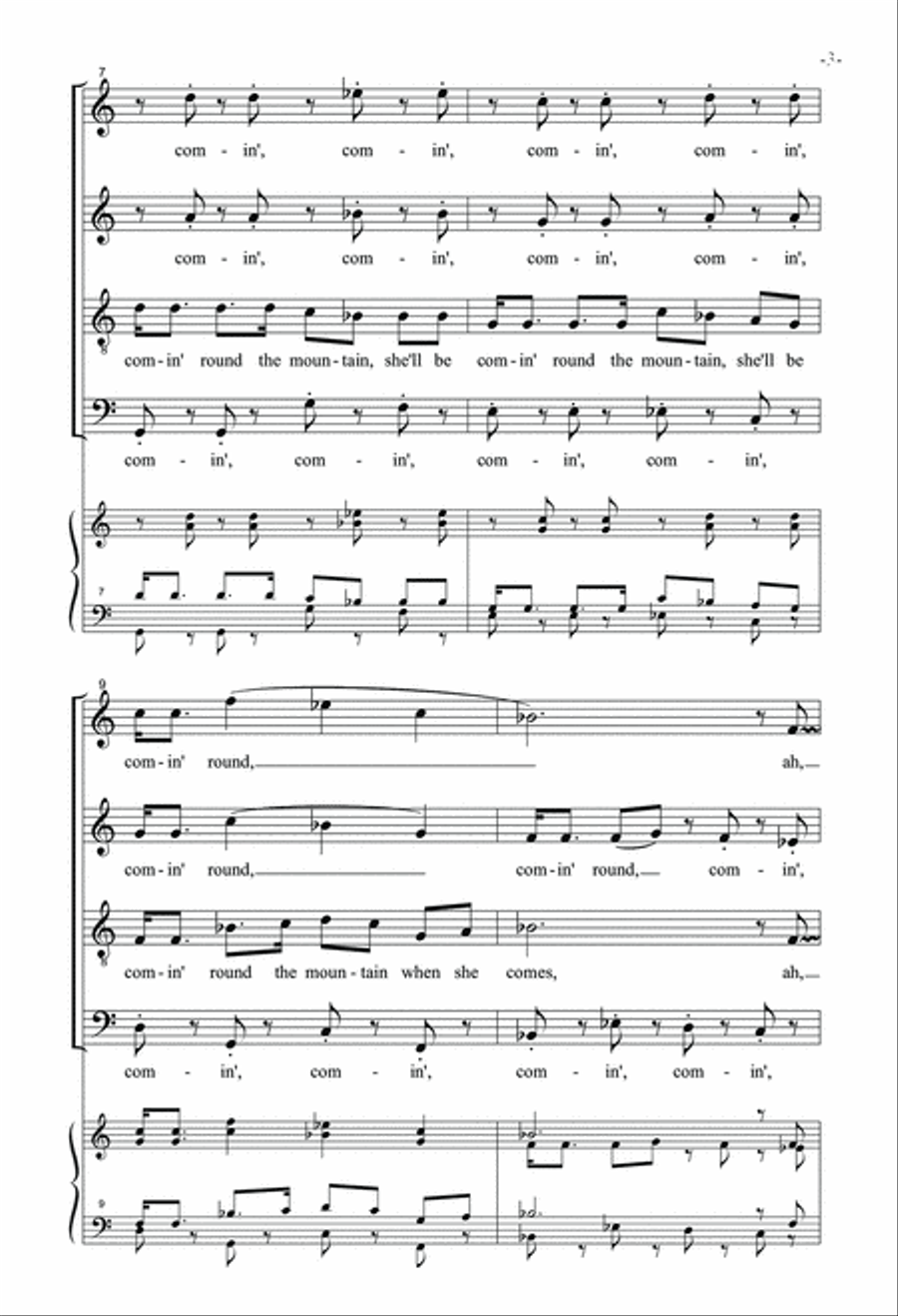 She'll Be Comin' Round The Mountain 4-Part scores gallery preview page 4