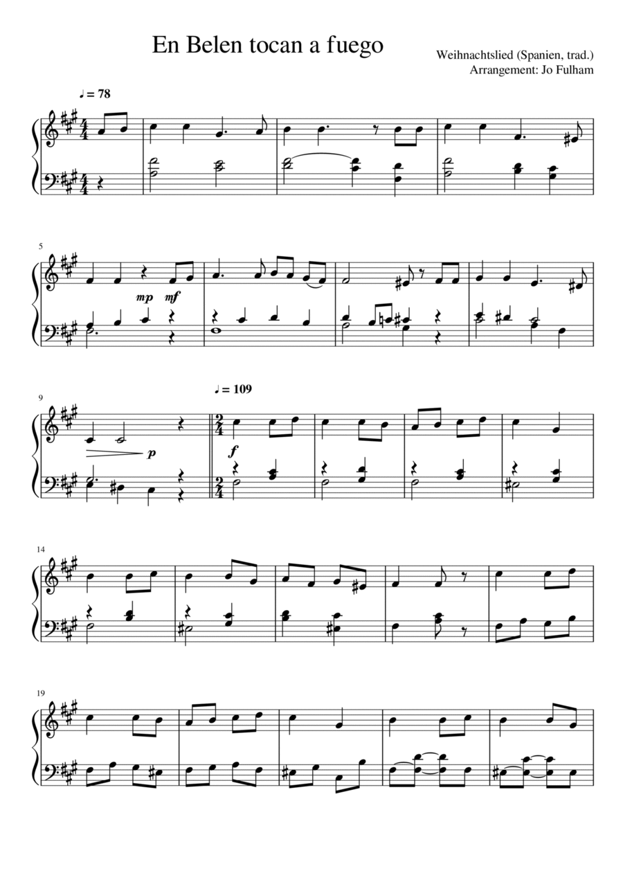 En Belen tocan a fuego En Belen tocan a fuego Piano Solo scores gallery preview page 1