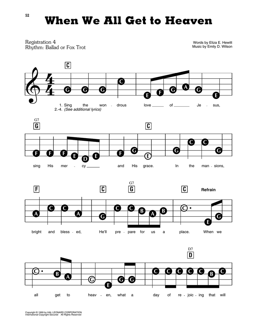 When We All Get To Heaven Electronic Keyboard scores gallery preview page 1
