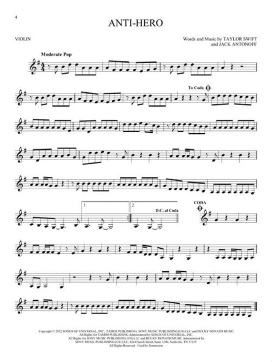 Taylor Swift Violin Solo scores gallery preview page 4