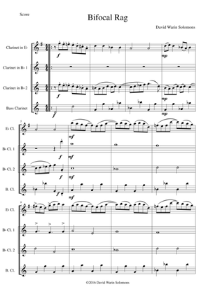 Bifocal Rag for clarinet quartet (1 E-flat, 2 B-flats and 1 Bass)