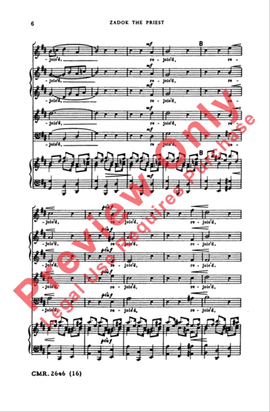 Zadok the Priest 4-Part scores gallery preview page 6