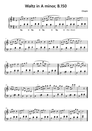 Chopin A minor Waltz B150 Easy Piano