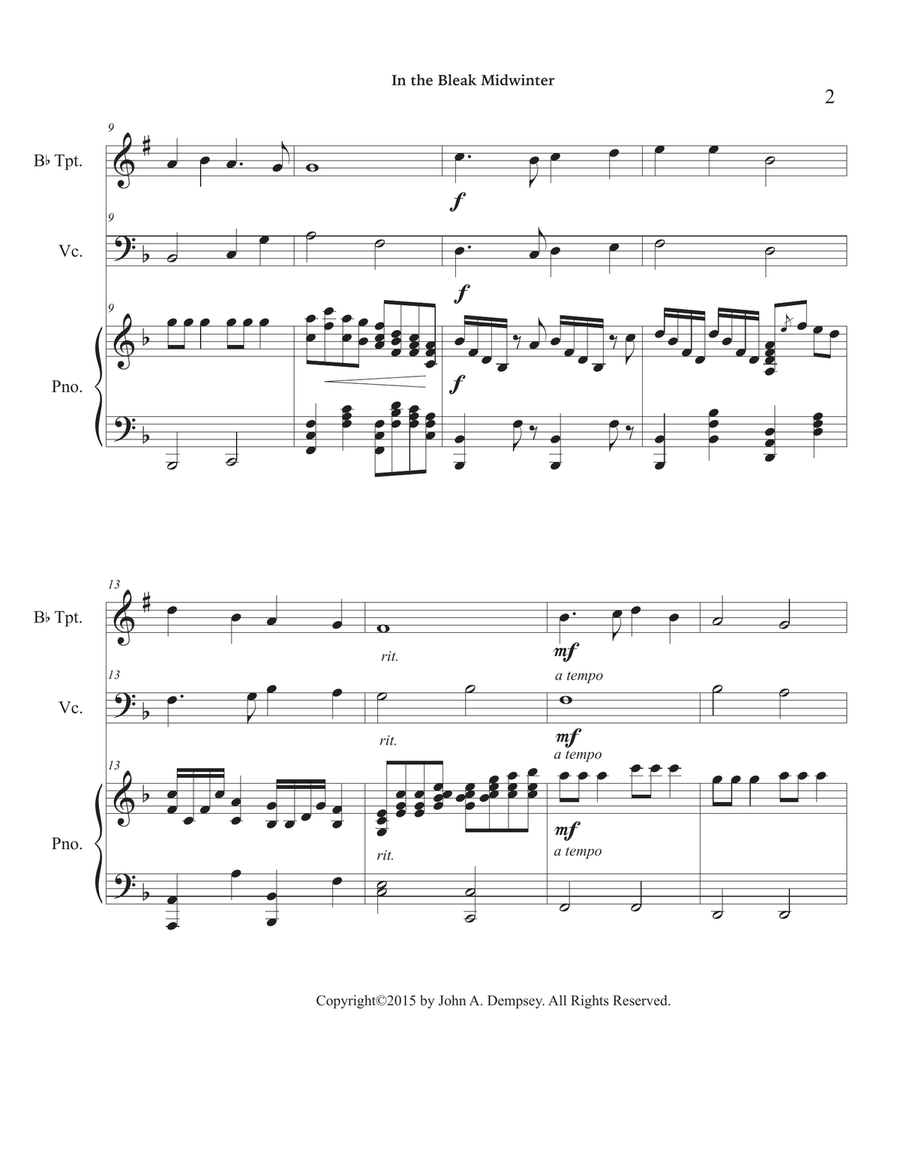 In the Bleak Midwinter (Trio for Trumpet, Cello and Piano) Trumpet Trio scores gallery preview page 6