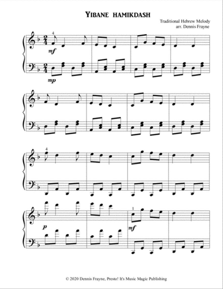 Yibane hamikdash Yibane hamikdash Piano Solo scores gallery preview page 1