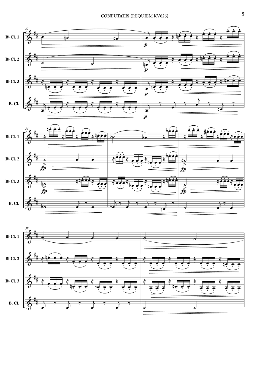 Confutatis (Requiem KV 626) Clarinet Quartet scores gallery preview page 6
