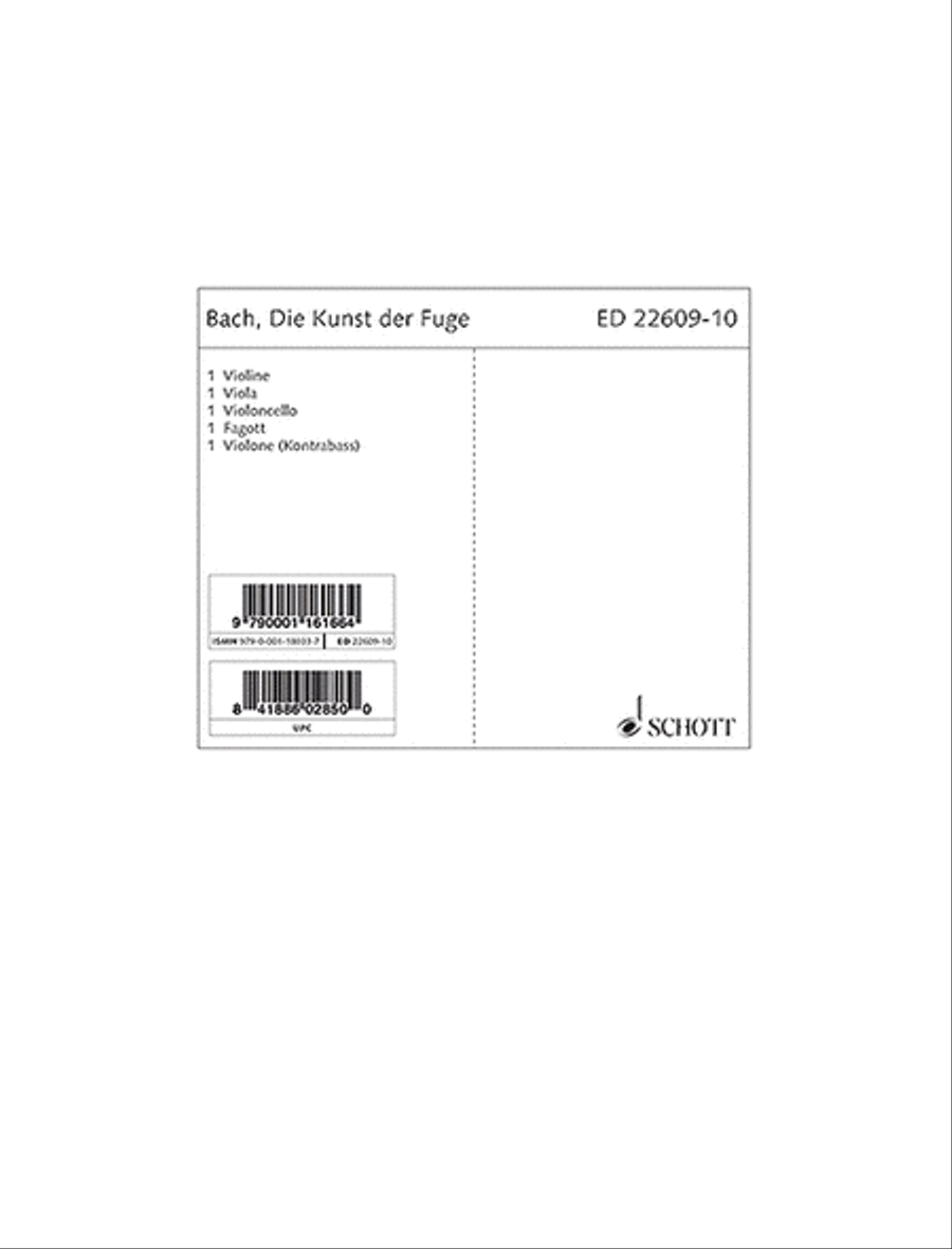 The Art of Fugue BWV 1080 Cello scores gallery preview page 1
