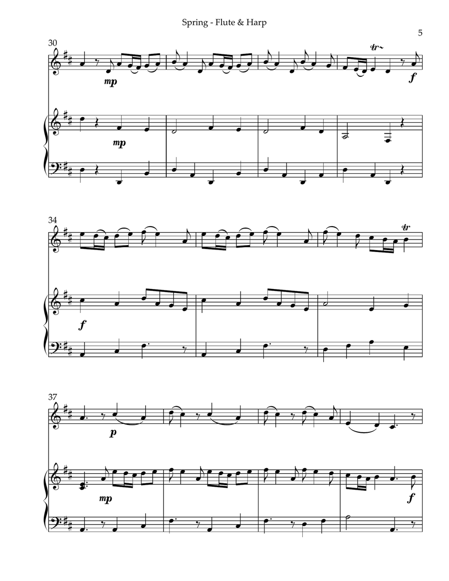 Spring (La Primavera), Duet for Flute & Harp Flute scores gallery preview page 5