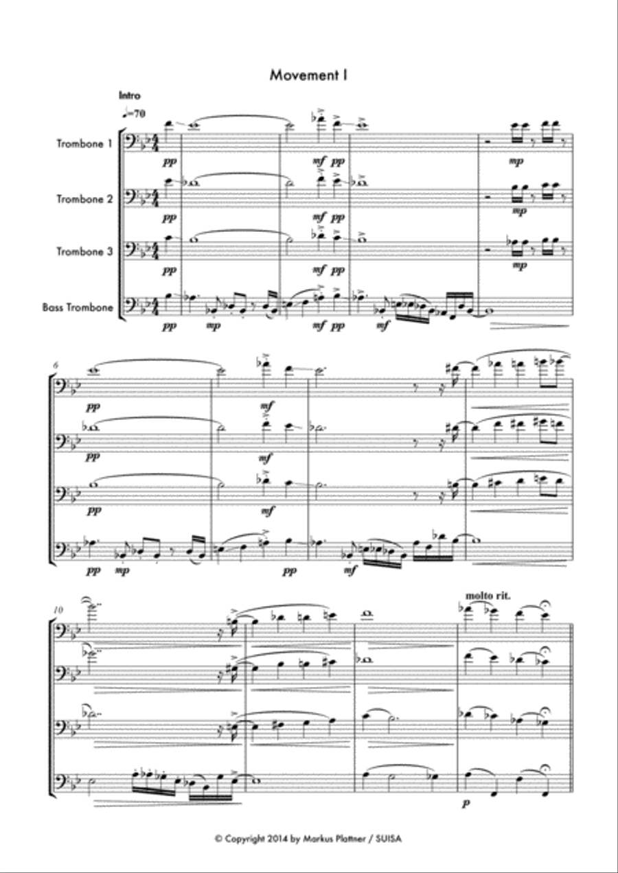 JazzTromBern for Trombone Quartet, Movements 1-3 Trombone Quartet scores gallery preview page 3