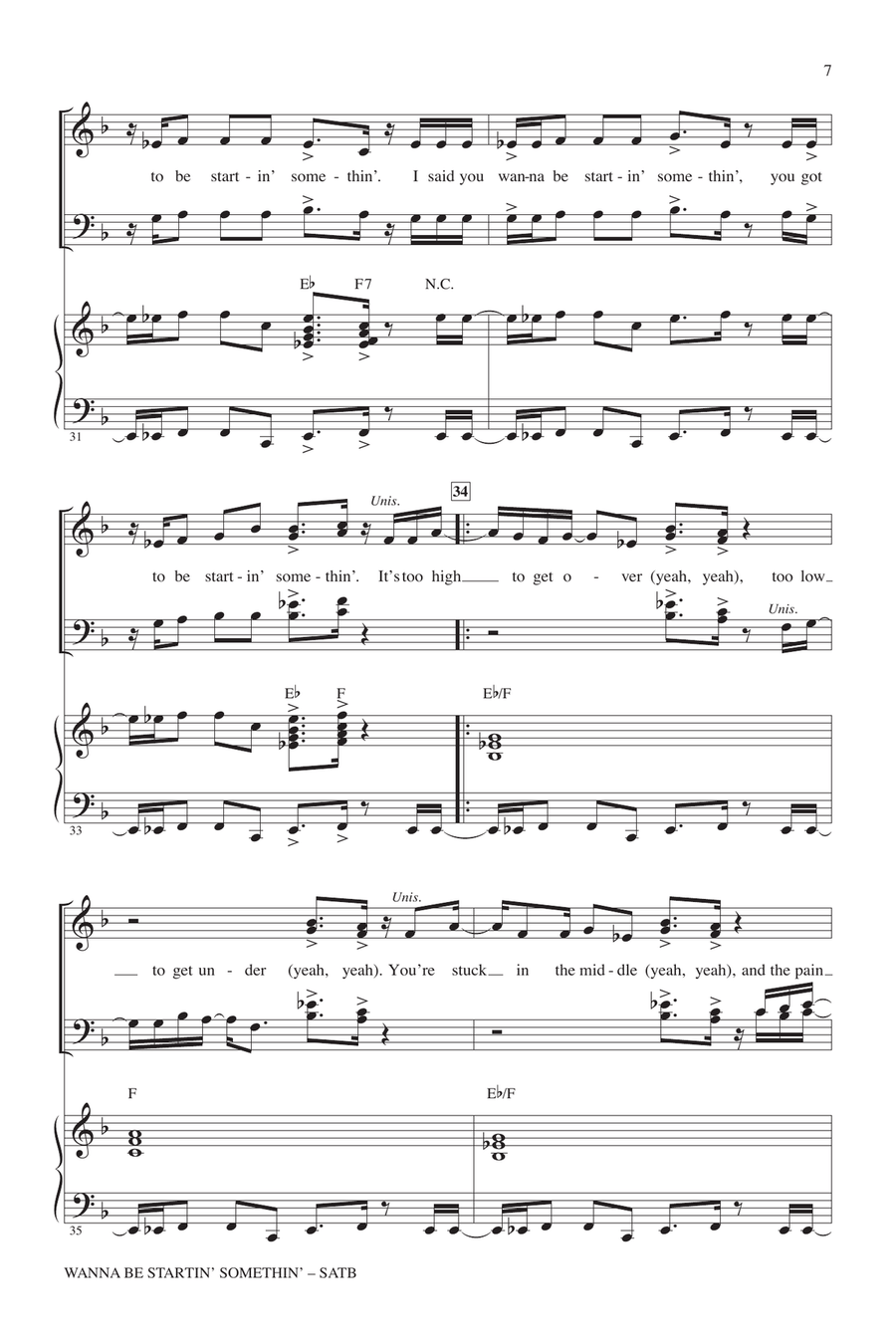Wanna Be Startin' Somethin' 4-Part scores gallery preview page 6