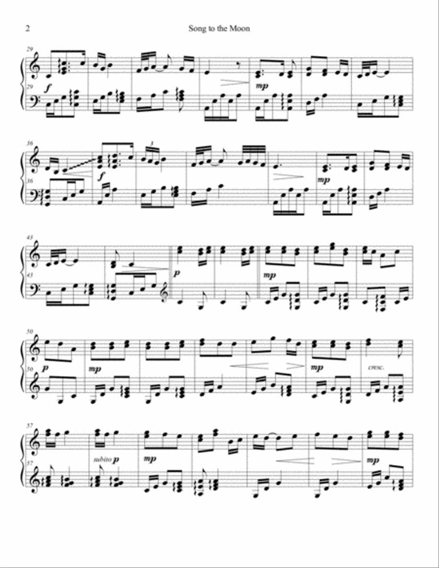 Song to the Moon from Rusulka for solo harp in C - no levers required Harp scores gallery preview page 2