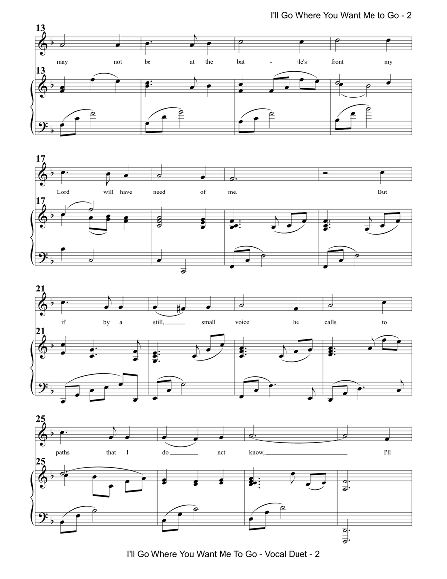 I'll Go Where You Want Me to Go (Vocal Duet) Piano, Vocal scores gallery preview page 2