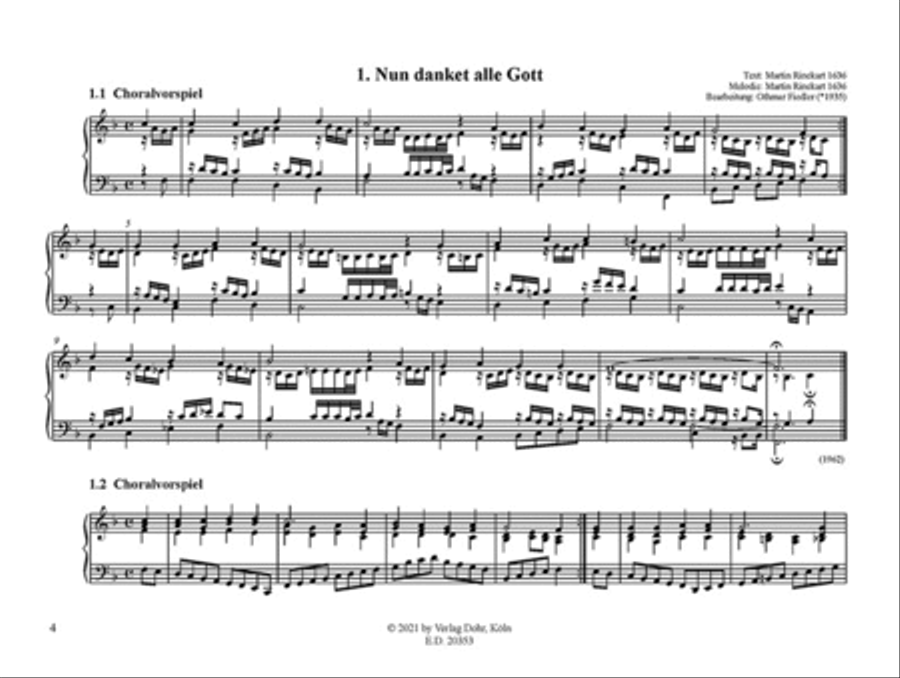 Nun danket alle Gott für Orgel -Choralvorspiele, Intonationen und dreistimmige Begleitsätze- Organ scores gallery preview page 2