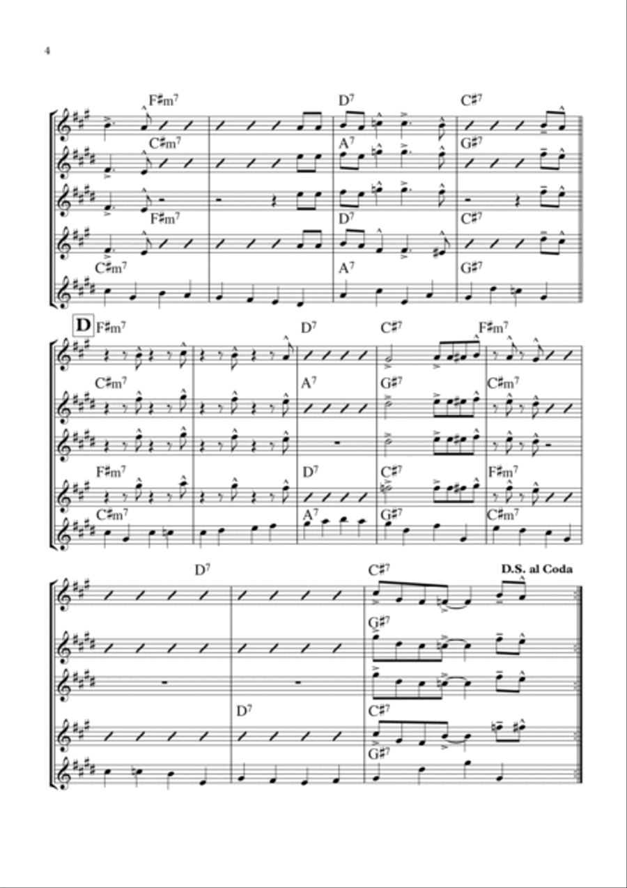 Minnie The Moocher Saxophone Quartet scores gallery preview page 4