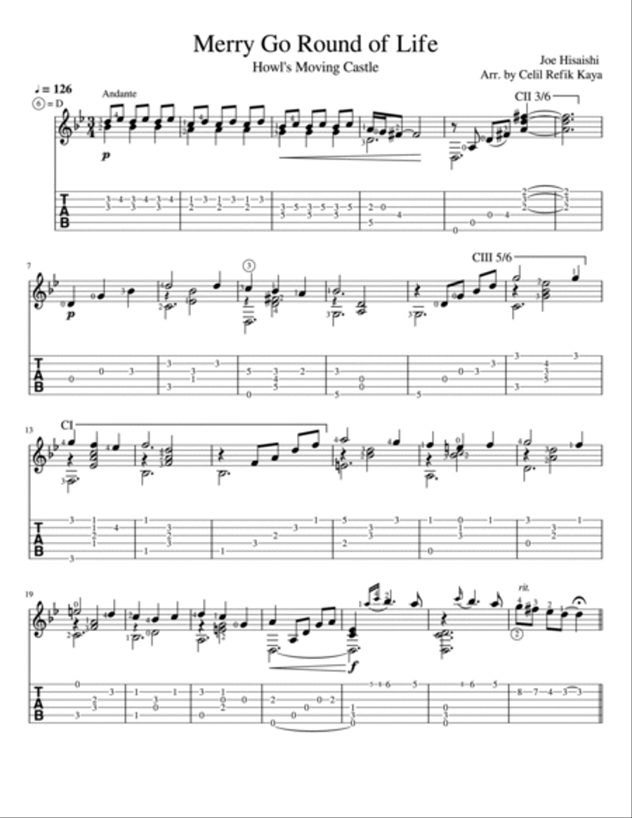 Merry-go-round Of Life Acoustic Guitar scores gallery preview page 2
