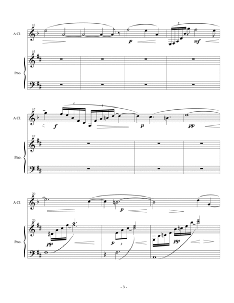 Sonata for Clarinet and Piano Clarinet Solo scores gallery preview page 4