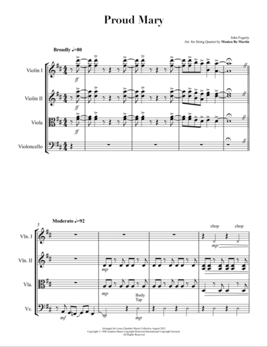 Proud Mary String Quartet scores gallery preview page 3