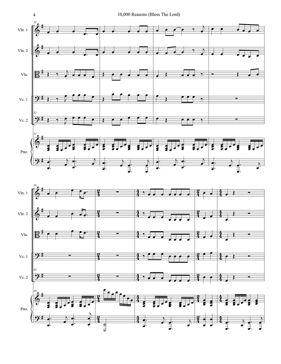 10,000 Reasons (Bless The Lord) String Orchestra scores gallery preview page 4