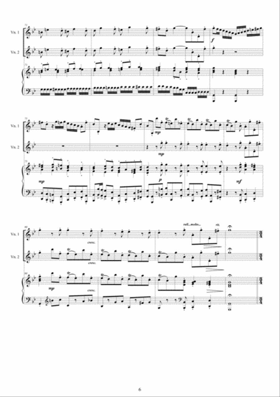 Vivaldi - Violin Concerto No.2 in G minor RV 578 Op.3 for Two Violins and Piano String Duet scores gallery preview page 6