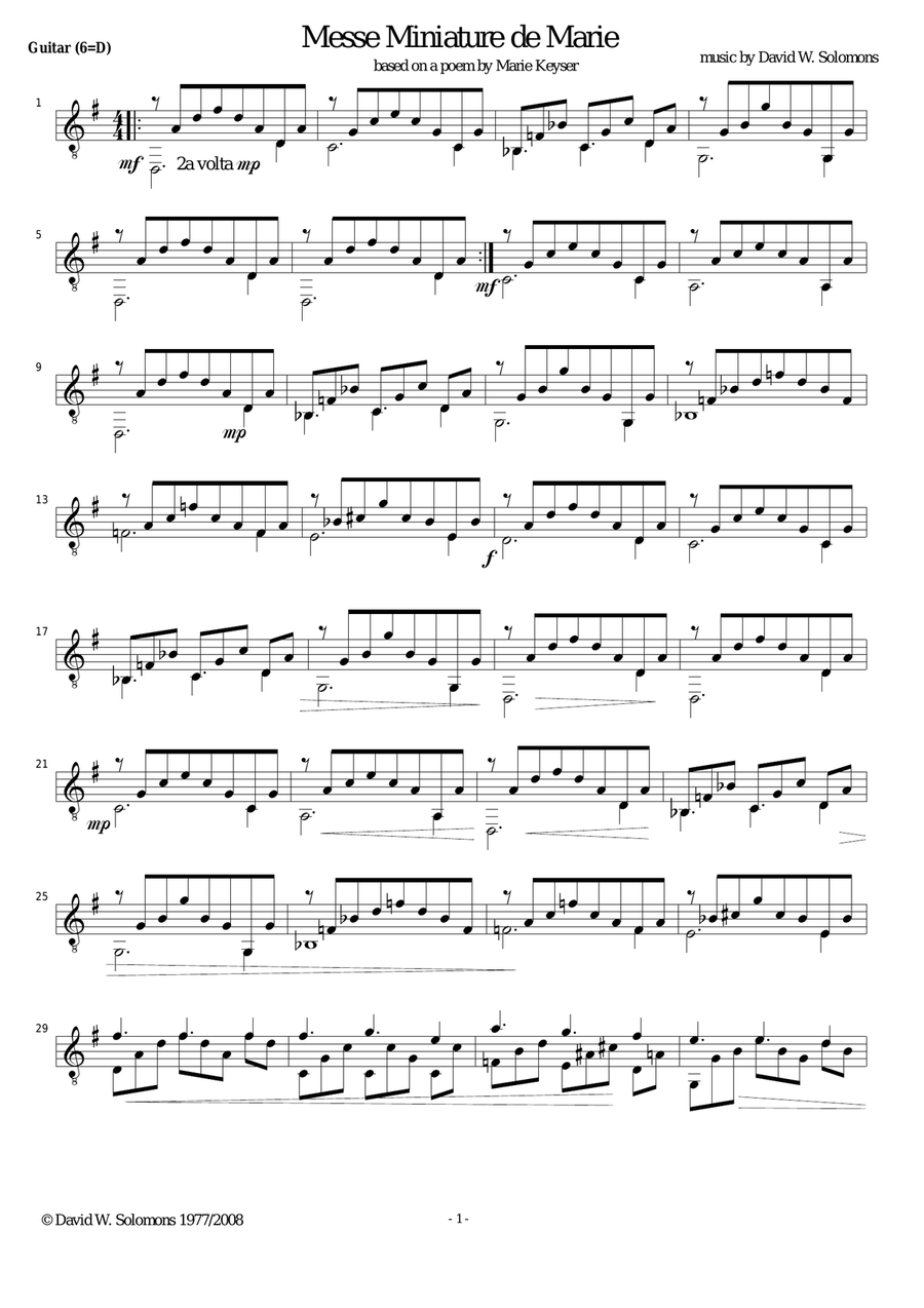 Messe Miniature de Marie for alto and guitar Vocal Duet scores gallery preview page 6