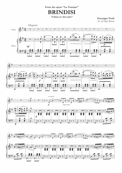Brindisi from "La Traviata" for Violin and Piano image number null