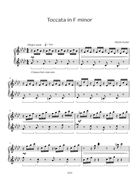Toccata in F minor for late intermediate solo piano image number null
