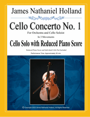 Cello Concerto No. 1, Cello Solo and Piano Reduced Score with Individual Solo Parts