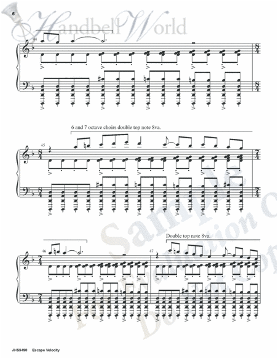 Escape Velocity Handbell Choir scores gallery preview page 6