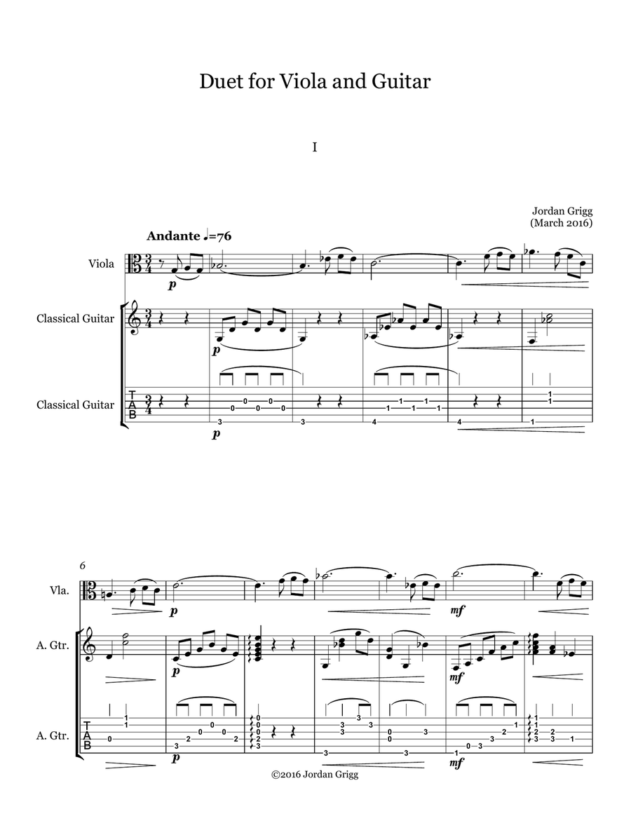 Duet for Viola and Guitar String Duet scores gallery preview page 1