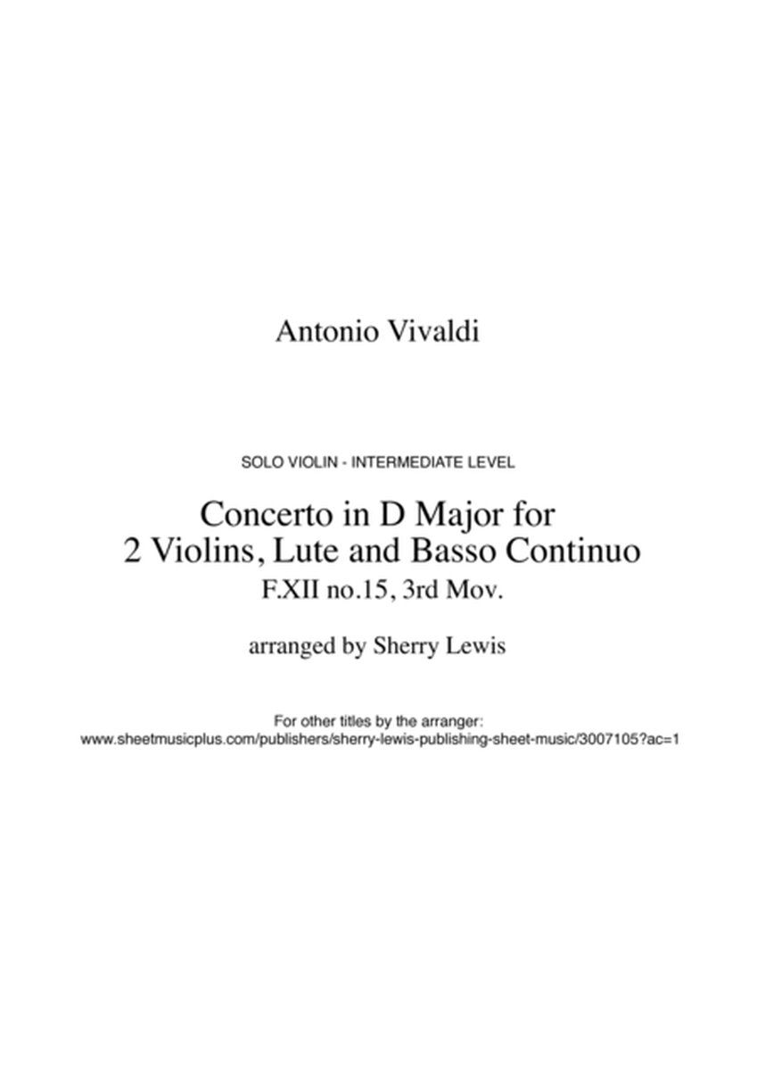 CONCERTO IN D MAJOR FOR 2 VIOLINS, LUTE AND BASSO CONTINUO, F.XII NO.15, 3rd Mov., SOLO VIOLIN image number null