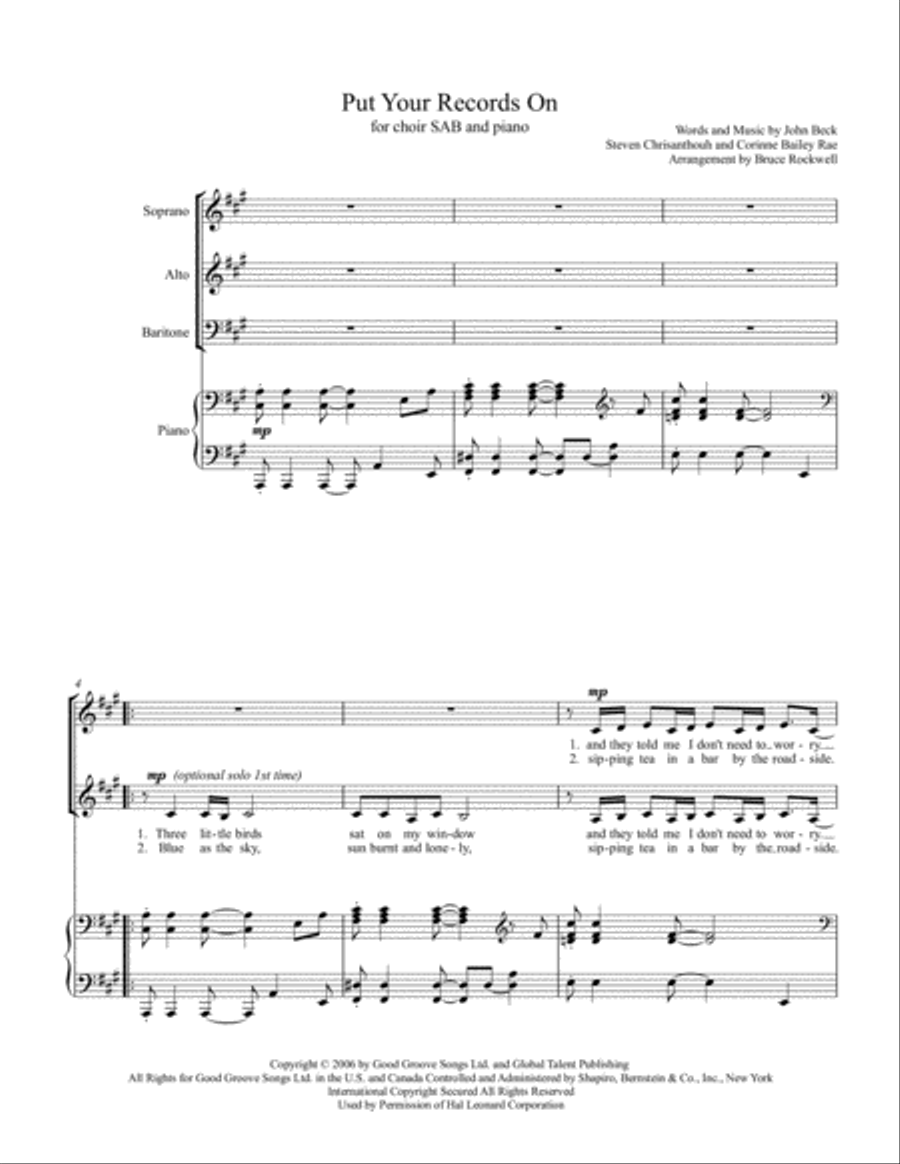 Put Your Records On Put Your Records On 3-Part scores gallery preview page 1