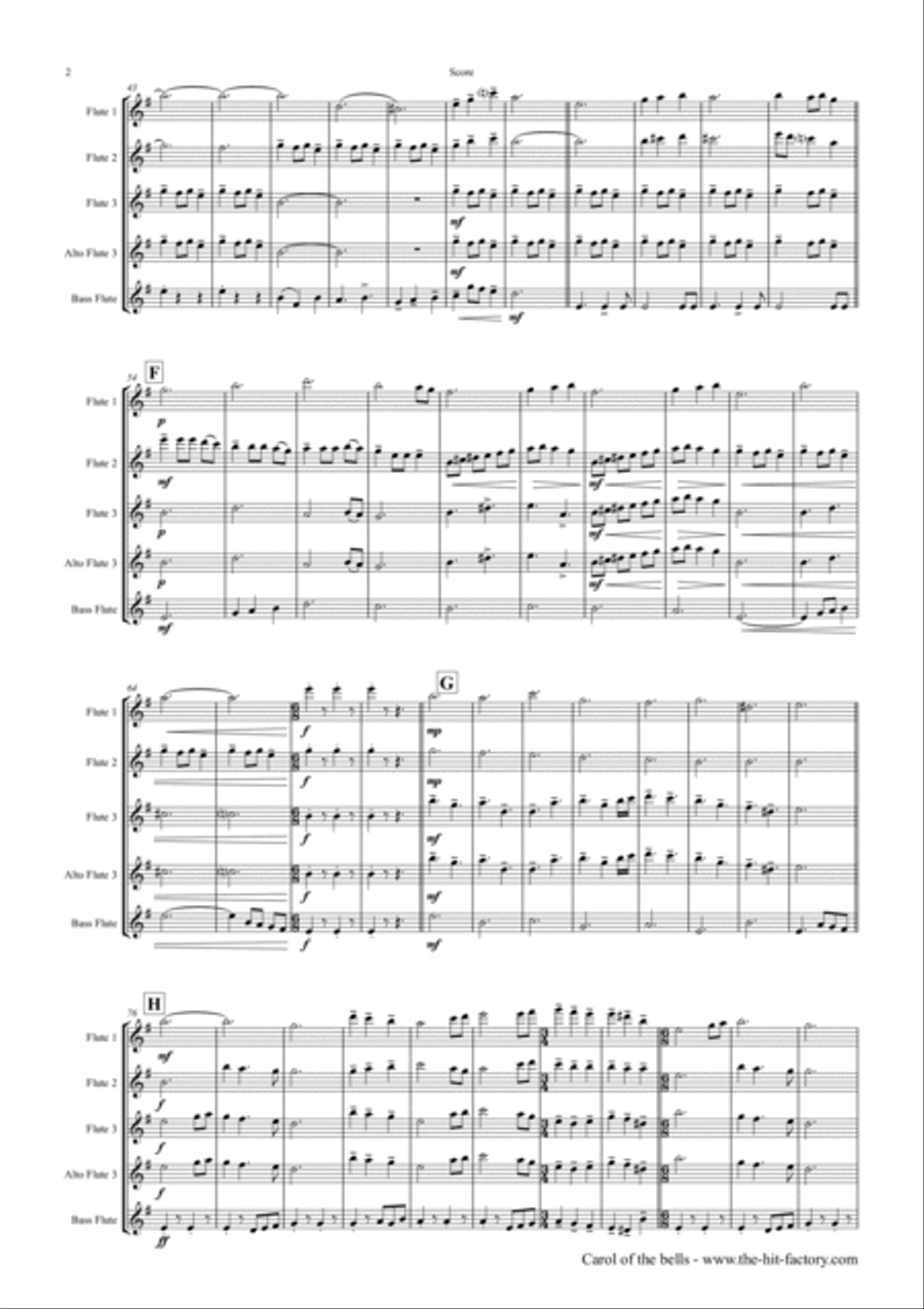 Carol of the Bells - Pentatonix style - Flute Quartet Flute Quartet scores gallery preview page 2